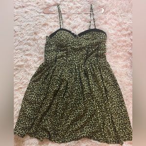 B.O.G. Collective Cheetah print A line dress. Heart neckline. Mid thigh length.
